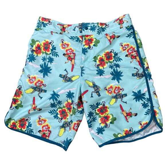 DC Comics Batman Surf Swim Trunks Mens Large Hawaiian Floral Boardshorts‎ - Picture 1 of 10